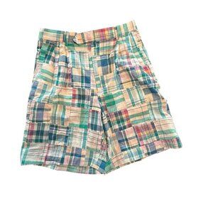 Mens Berle Madras Patchwork Shorts 30R Multicolor Cotton Lightweight Summer Wear